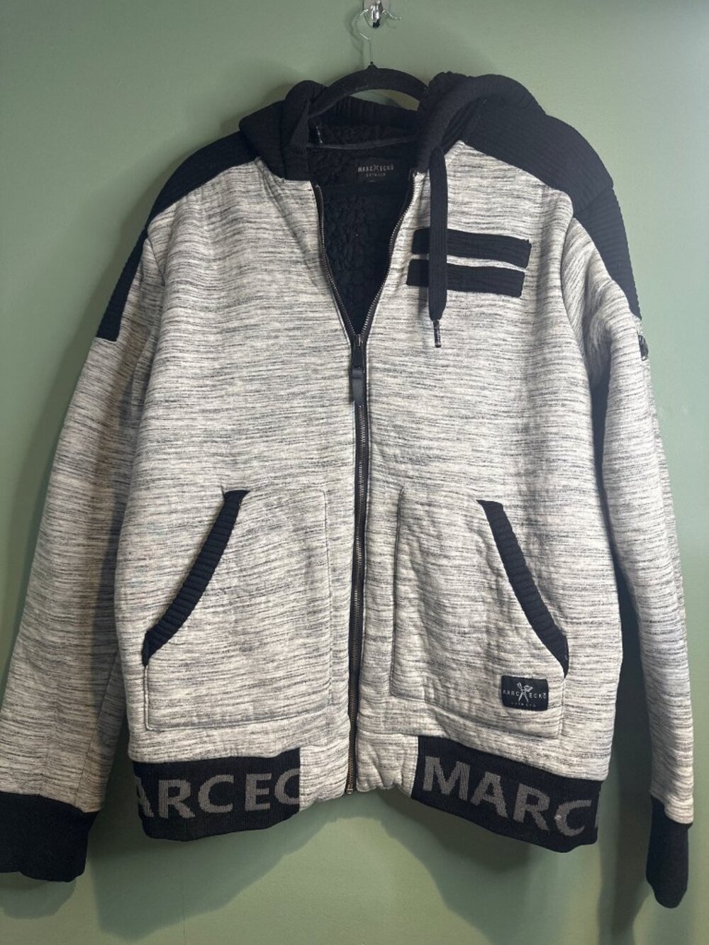 Marc Ecko Cut & Sew Y2K Hoodie Jacket Mens Large Gray Full Zip Streetwear grunge